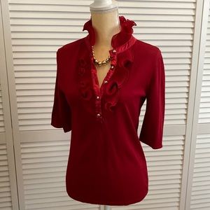 Deep Red Ruffle blouse